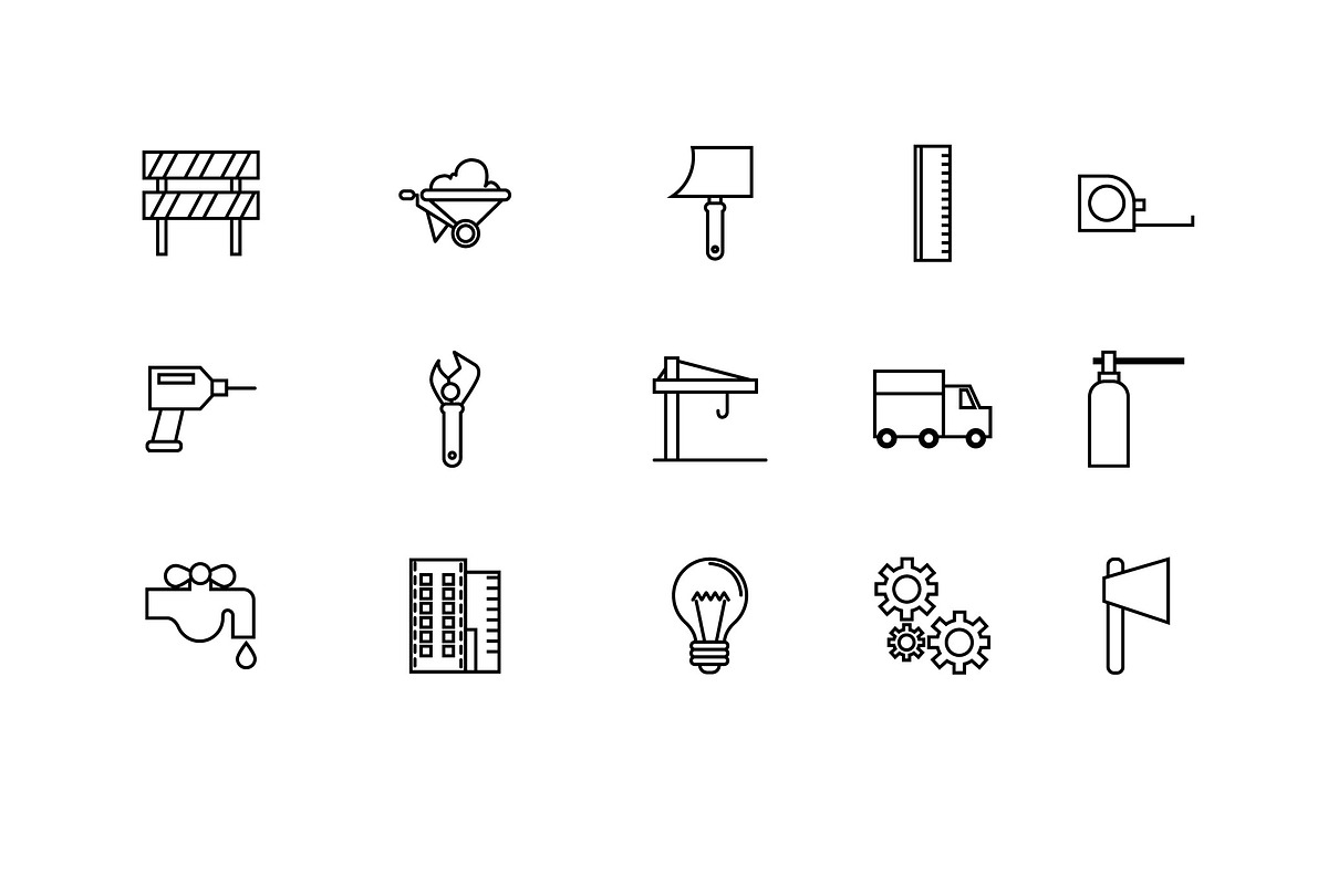 Construction Line Icon Set, an Outline Icon by studiogstock (Photo 2 of 4)