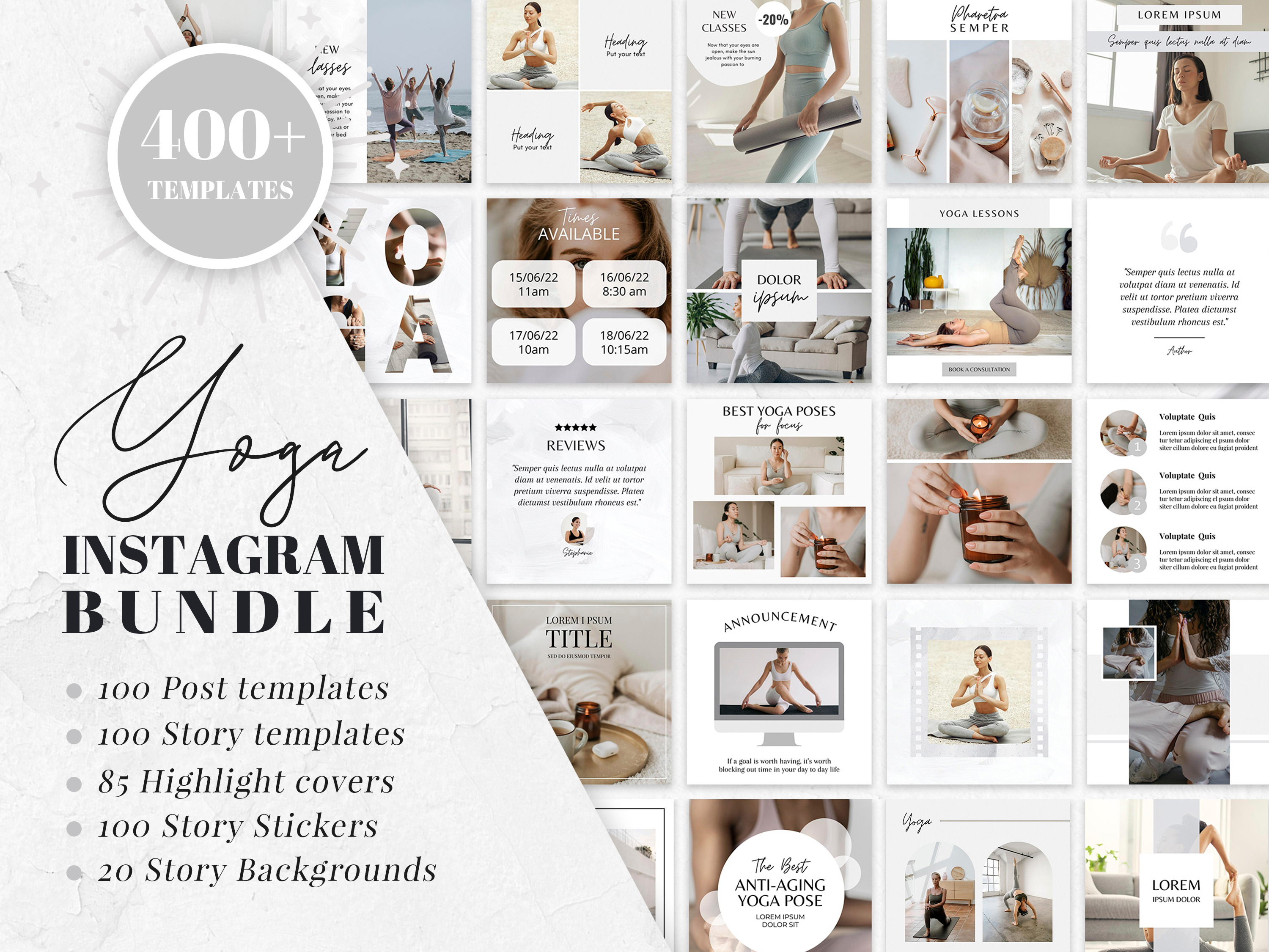 Yoga instagram post templates, a Social Media Template by SwitzerShop