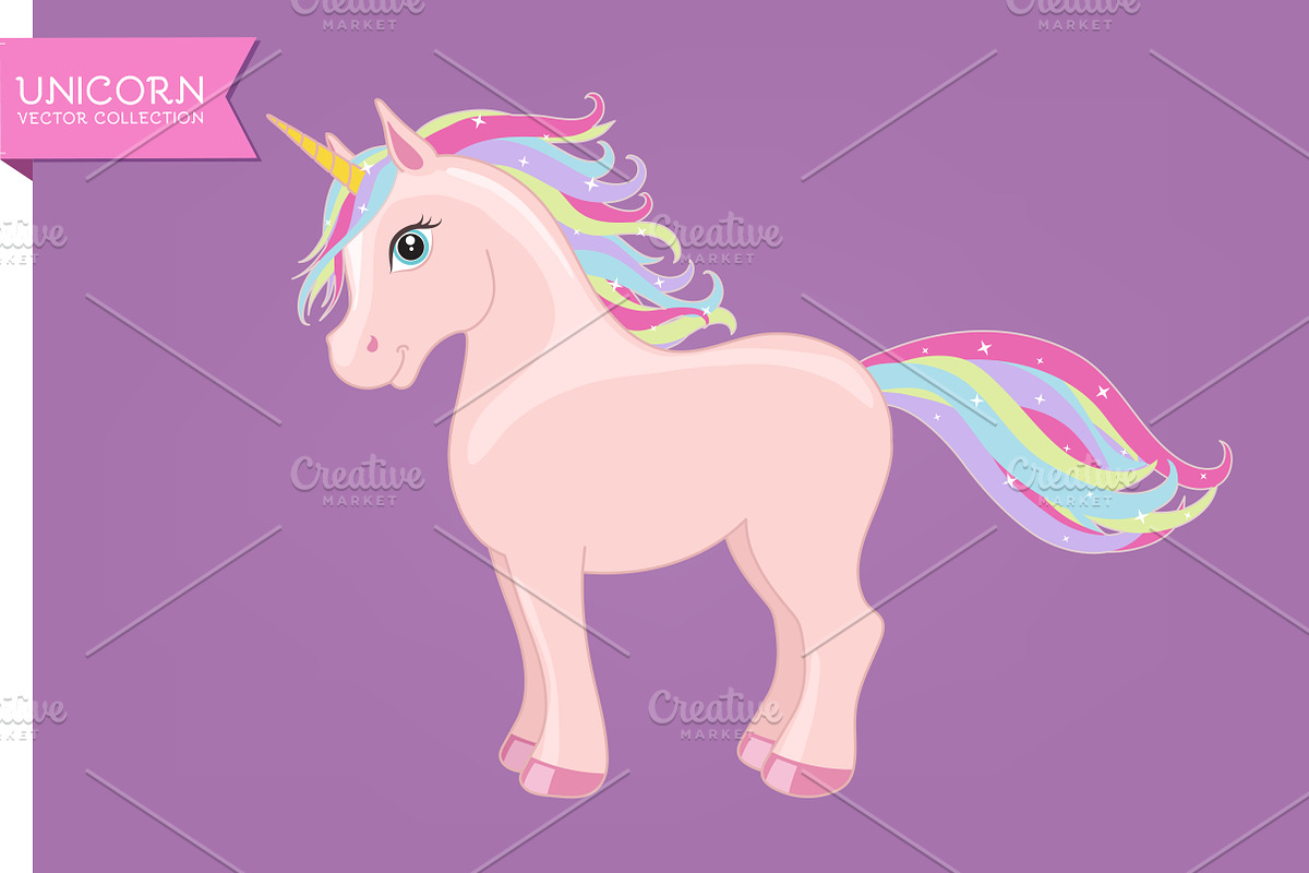 Pink unicorn with rainbow main, a Graphic by Cheremuha