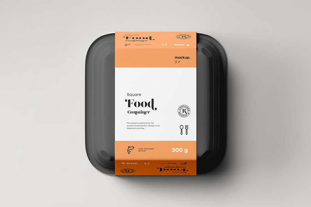 Square Food Container Mock-up, a Packaging Mockup by zippypixelstudio (Photo 3 of 14)