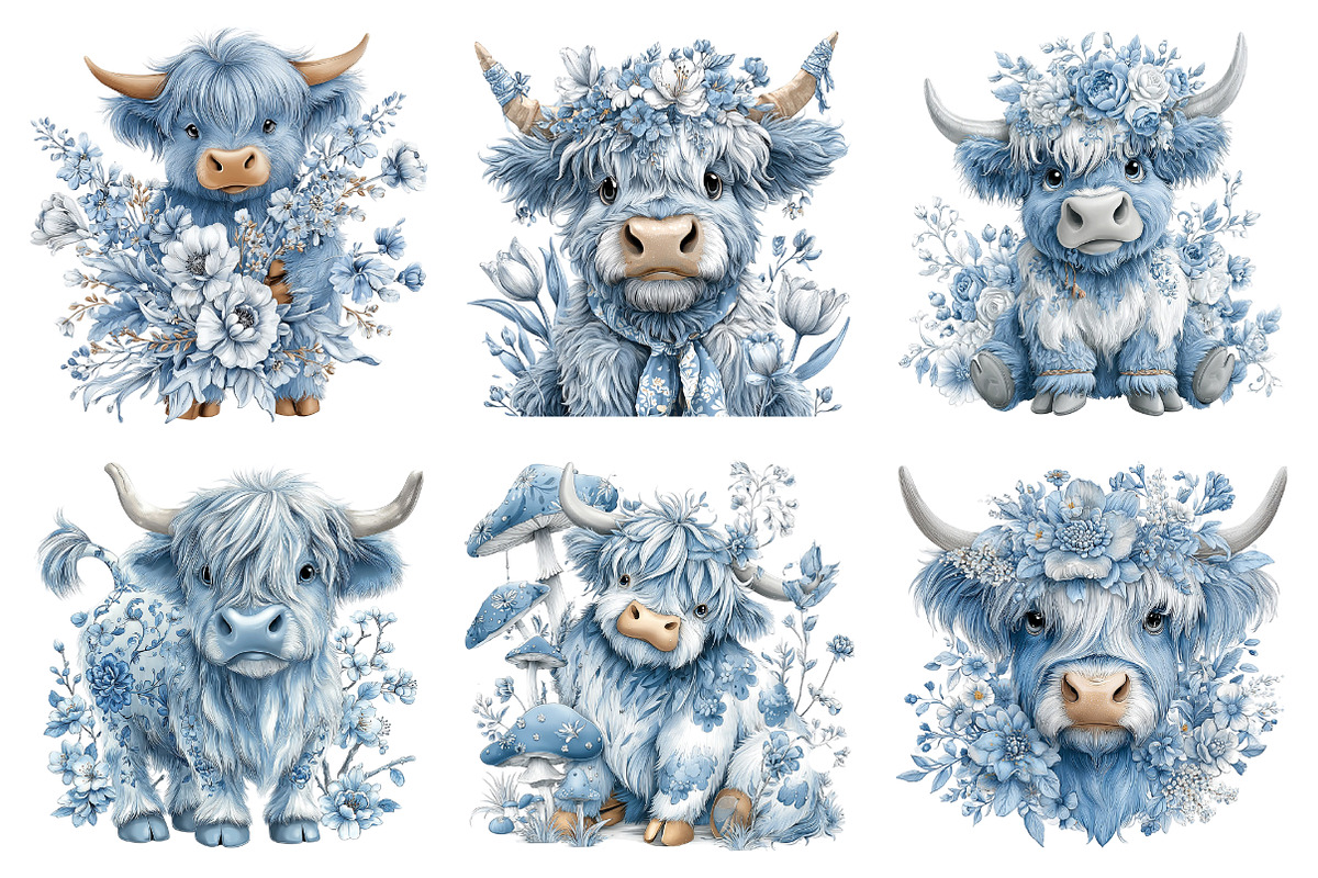 Whimsical Highland Cow Clipart, a Seasonal Illustration by Daily.Designs (Photo 4 of 5)