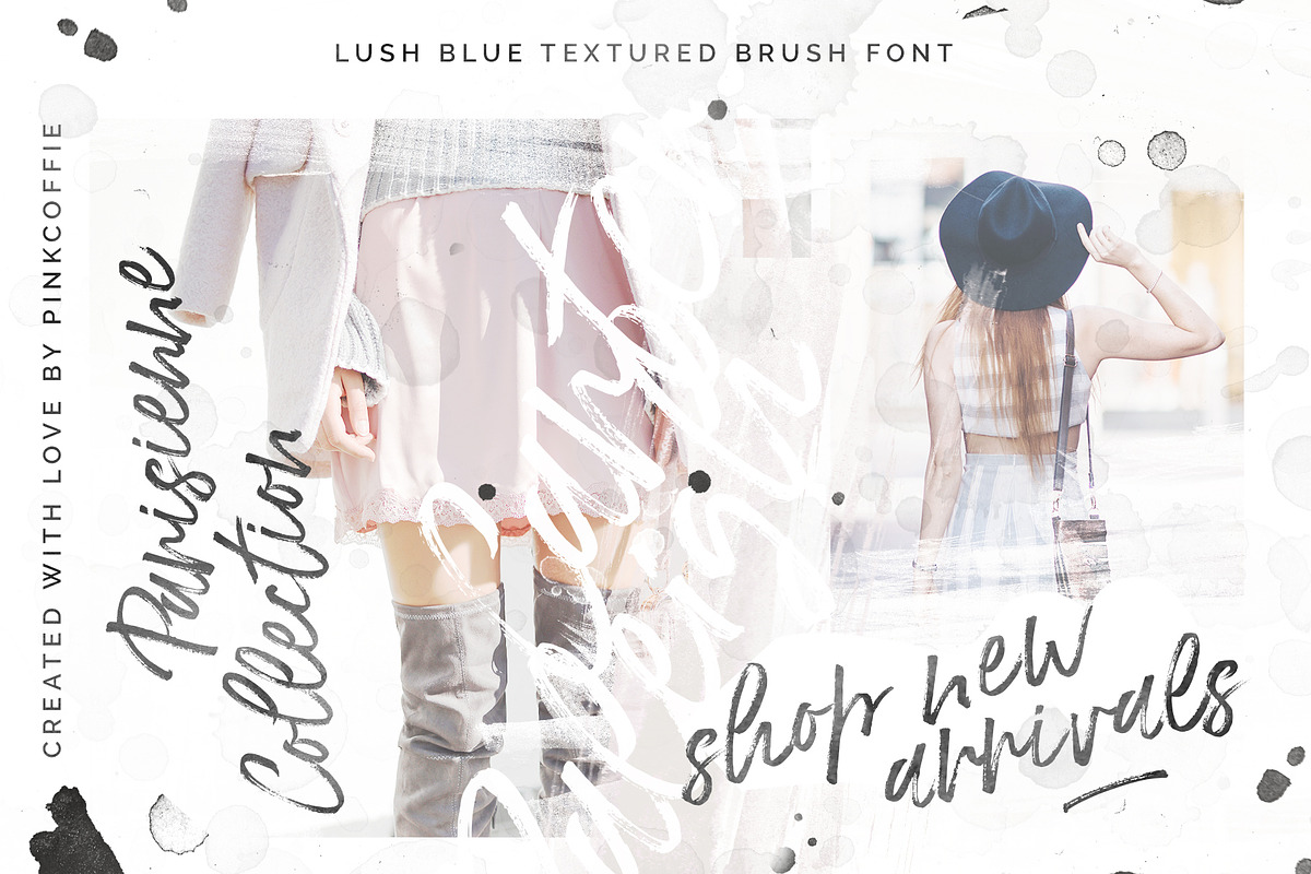 Lush Blue Textured Brush Script Font preview 5