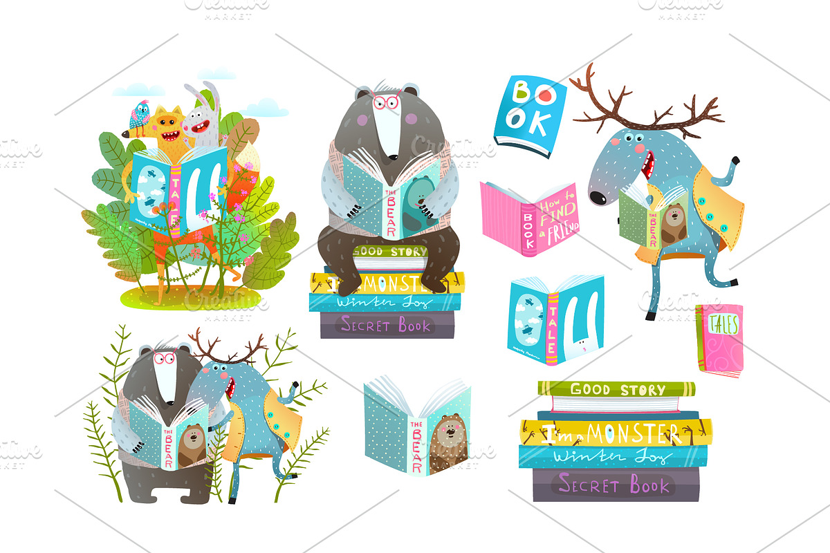 Animal Kids Studying Reading Books, an Animal Illustration by Popmarleo Shop (Photo 10 of 11)