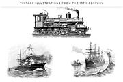 Vintage Steam and Sail Clipart, a Transportation Illustration by Century Library (Thumbnail 8 of 8)