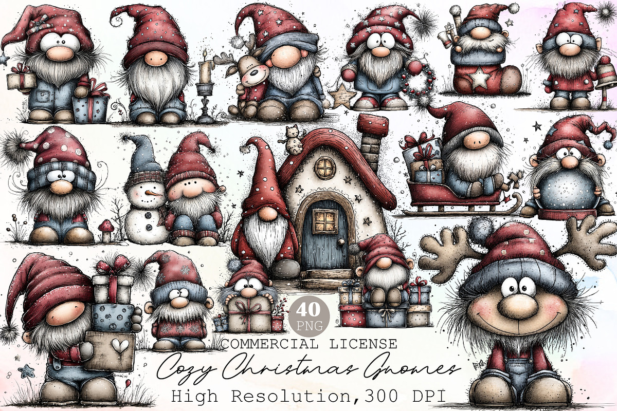Cozy Christmas Gnomes Clipart, an Illustration by Sublimation Artist (Photo 1 of 6)