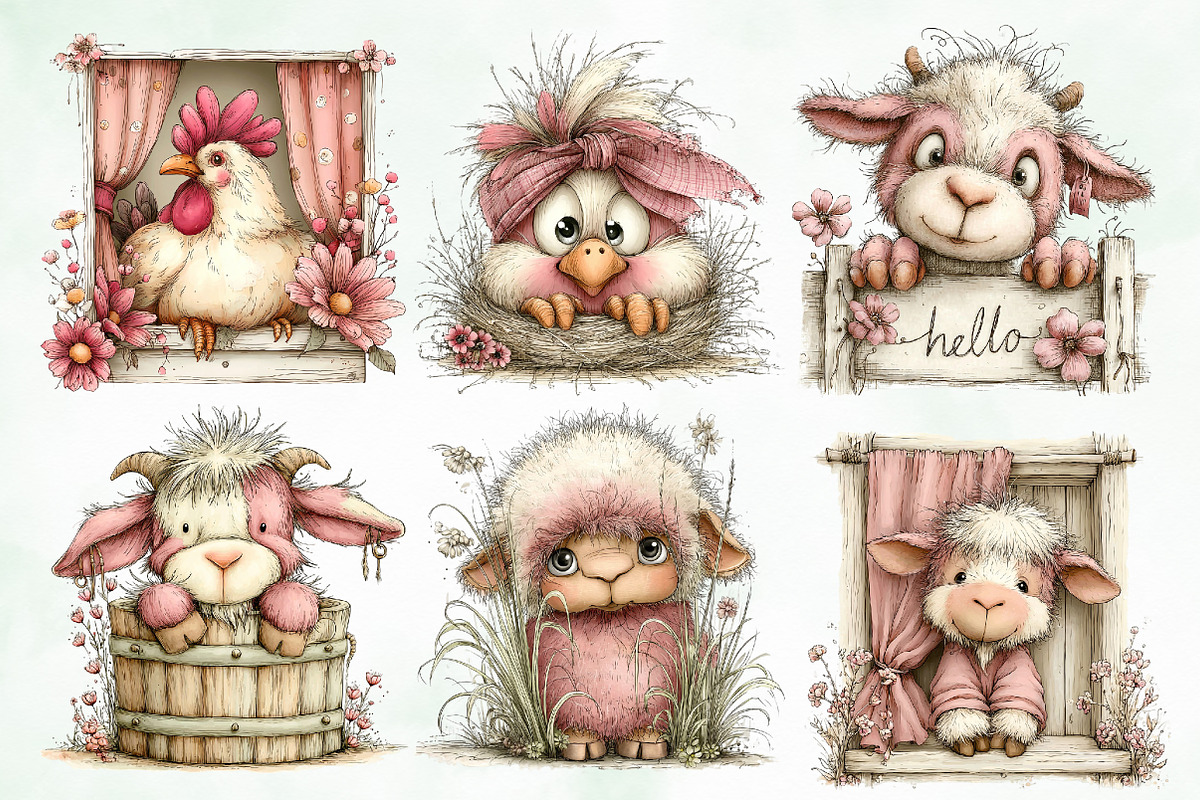 Whimsical Peeking Farm Animals, an Animal Illustration by Creative Art (Photo 6 of 8)