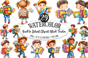 Back to School Clipart Black Teacher, a Seasonal Illustration by Designking