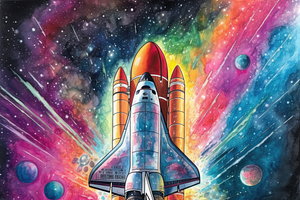 Watercolor Space Ship