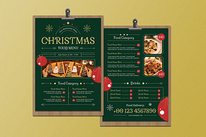 Green Elegant Christmas Food Menu, a Flyer Template by Aiyari Graphic