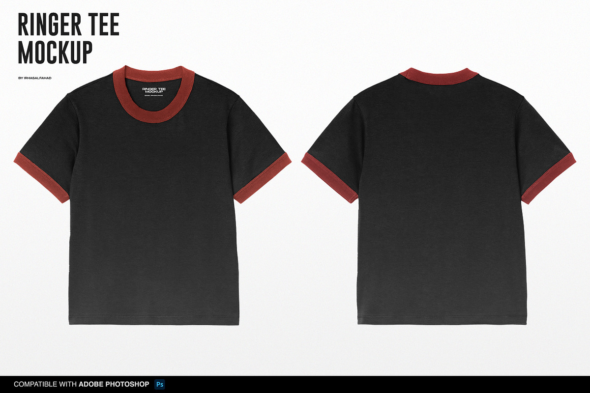 Ringer Tee Mockup, a Shirt Mockup by Irhasalfahad (Photo 2 of 4)