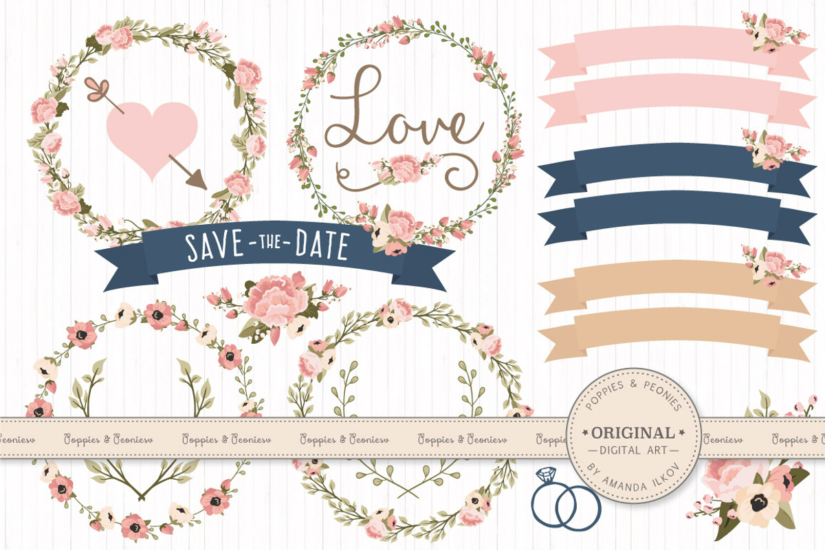 Wedding Floral Clipart & Vectors, an Illustration by Amanda Ilkov (Photo 1 of 4)