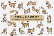 Bengal Cat Clipart, an Animal Illustration by Crafts of The Moon (Thumbnail 1 of 4)