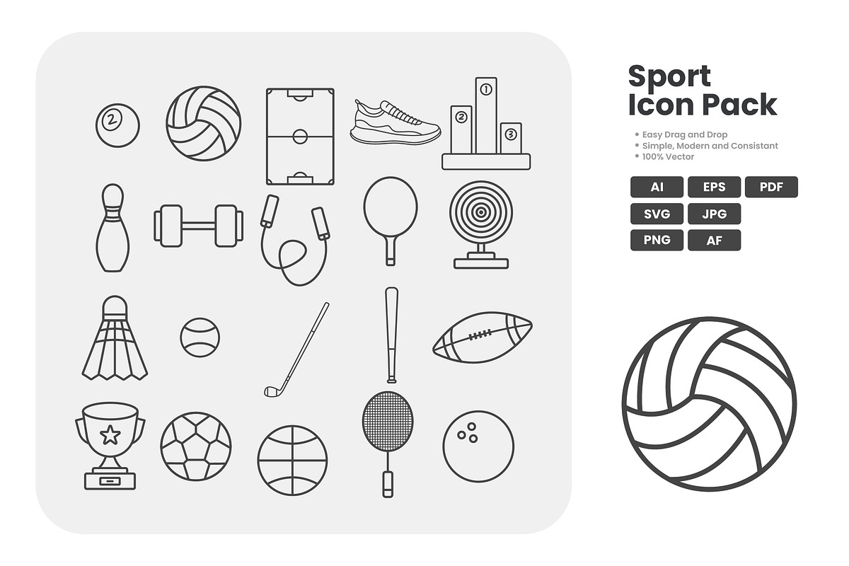 Sports Equipment Icon Set, an Outline Icon by erifqizeicon (Photo 1 of 3)