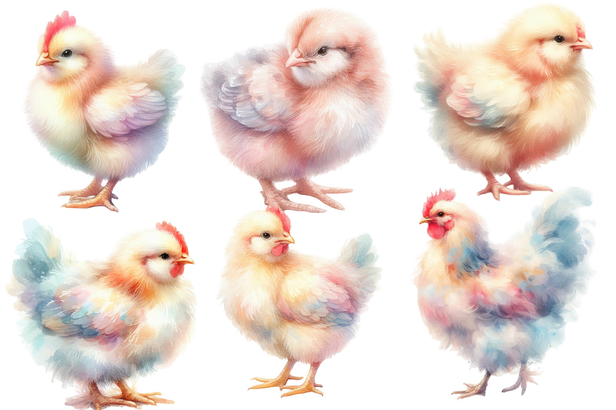 Watercolor Chicken clipart, an Illustration by Designworld (Photo 2 of 6)