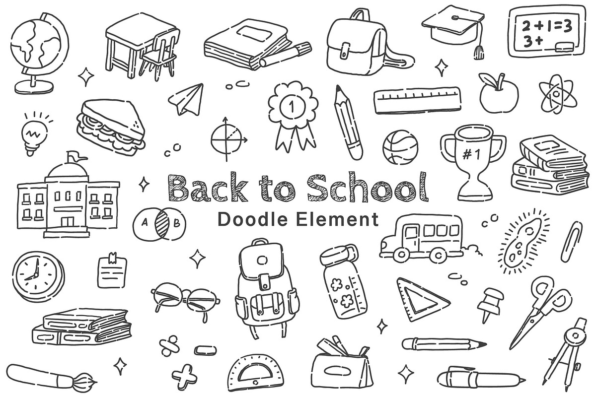 Back to School Themed Doodles, an Object Graphic by dudellicious