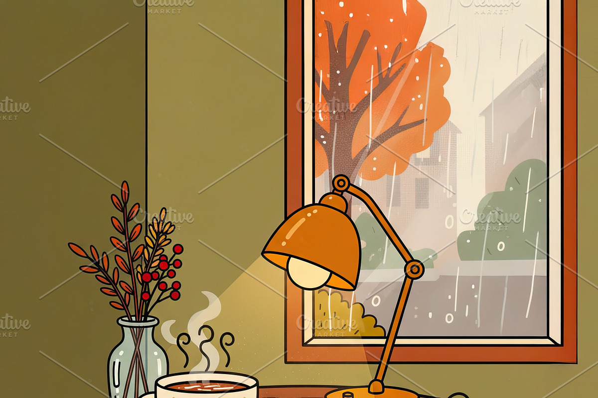 Cozy Autumn Moment: Hand-Drawn Fall, a Seasonal Illustration by Virgo Studio