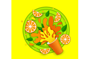 Paper cut fruit orange juice splash, a Food Illustration by Buch&Bee
