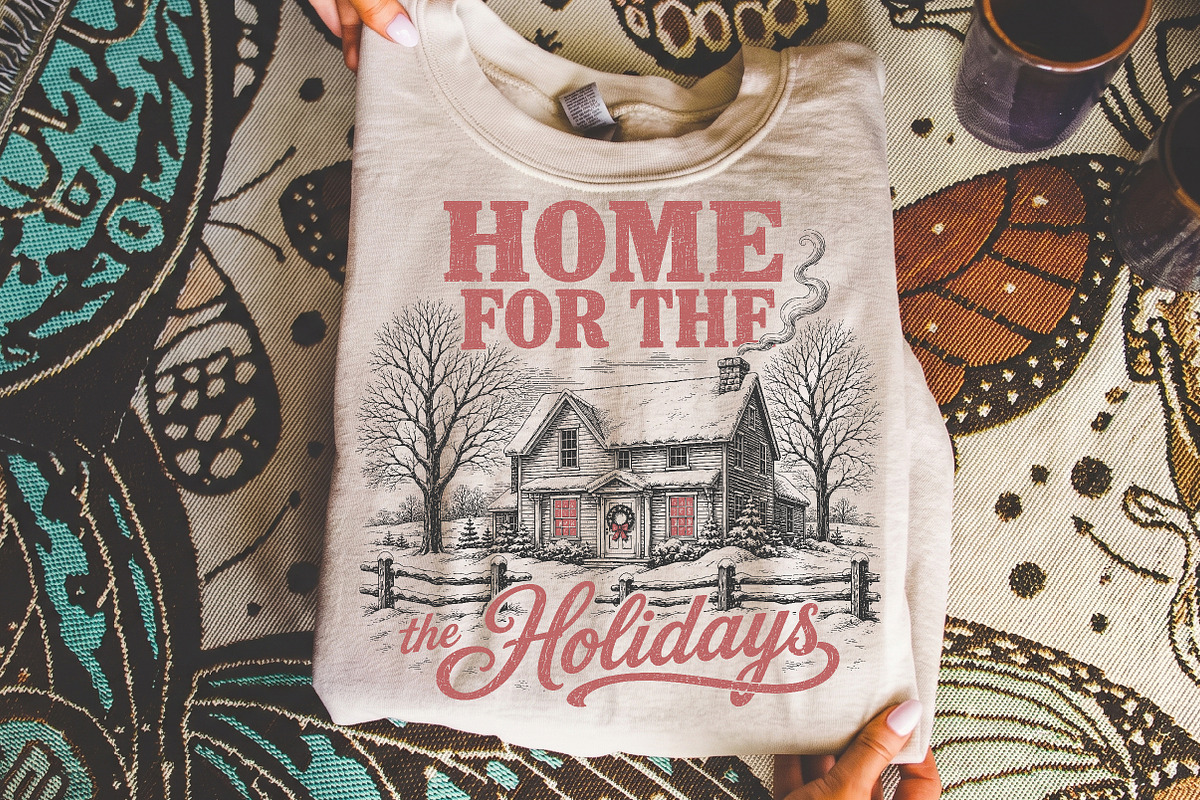 Vintage Home For The Holidays Design, a Seasonal Illustration by Libby Wishes (Photo 2 of 4)