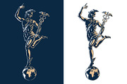 Mercury or Hermes and Earth globe, a Person Illustration by Ledokolua (Thumbnail 1 of 2)