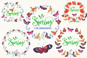 Spring Watercolor Clipart Set