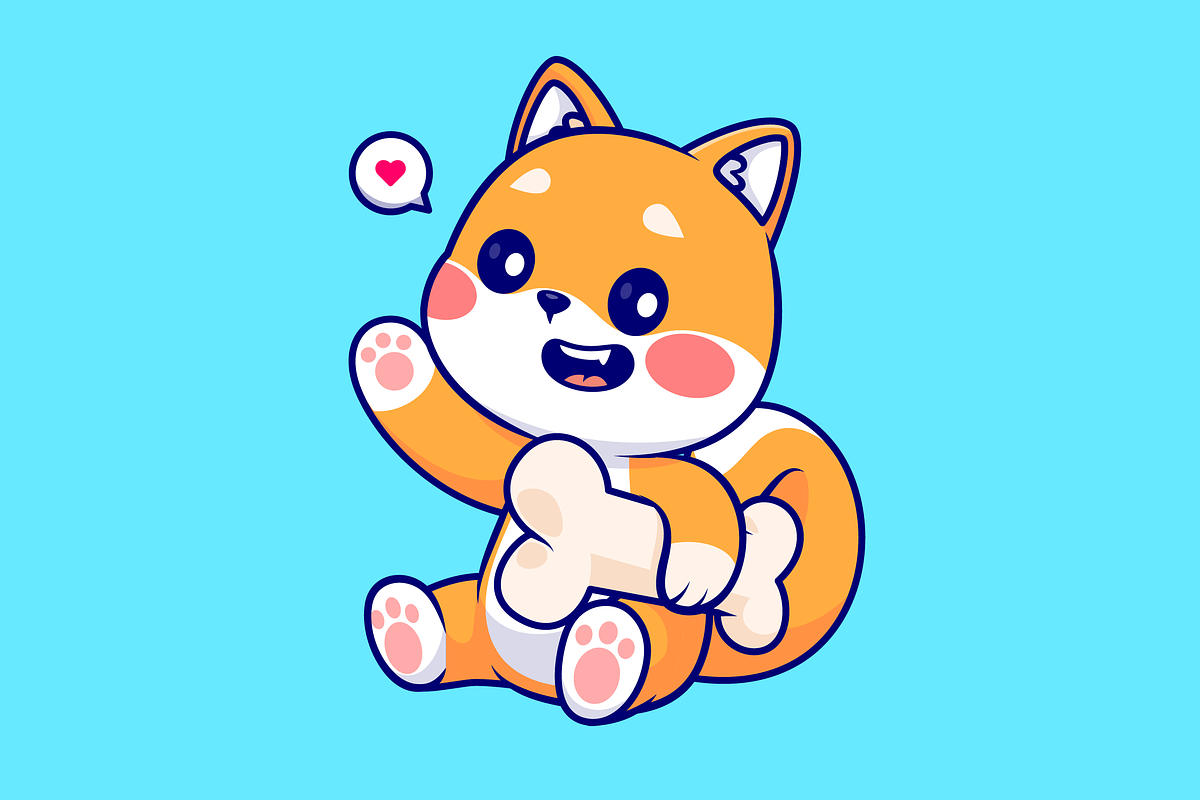Cute Shiba Inu Dog Holding Bone, an Animal Illustration by Catalyst Labs (Photo 1 of 3)