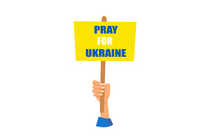 Poster Pray for Ukraine in hands, a Person Illustration by Elen_Art