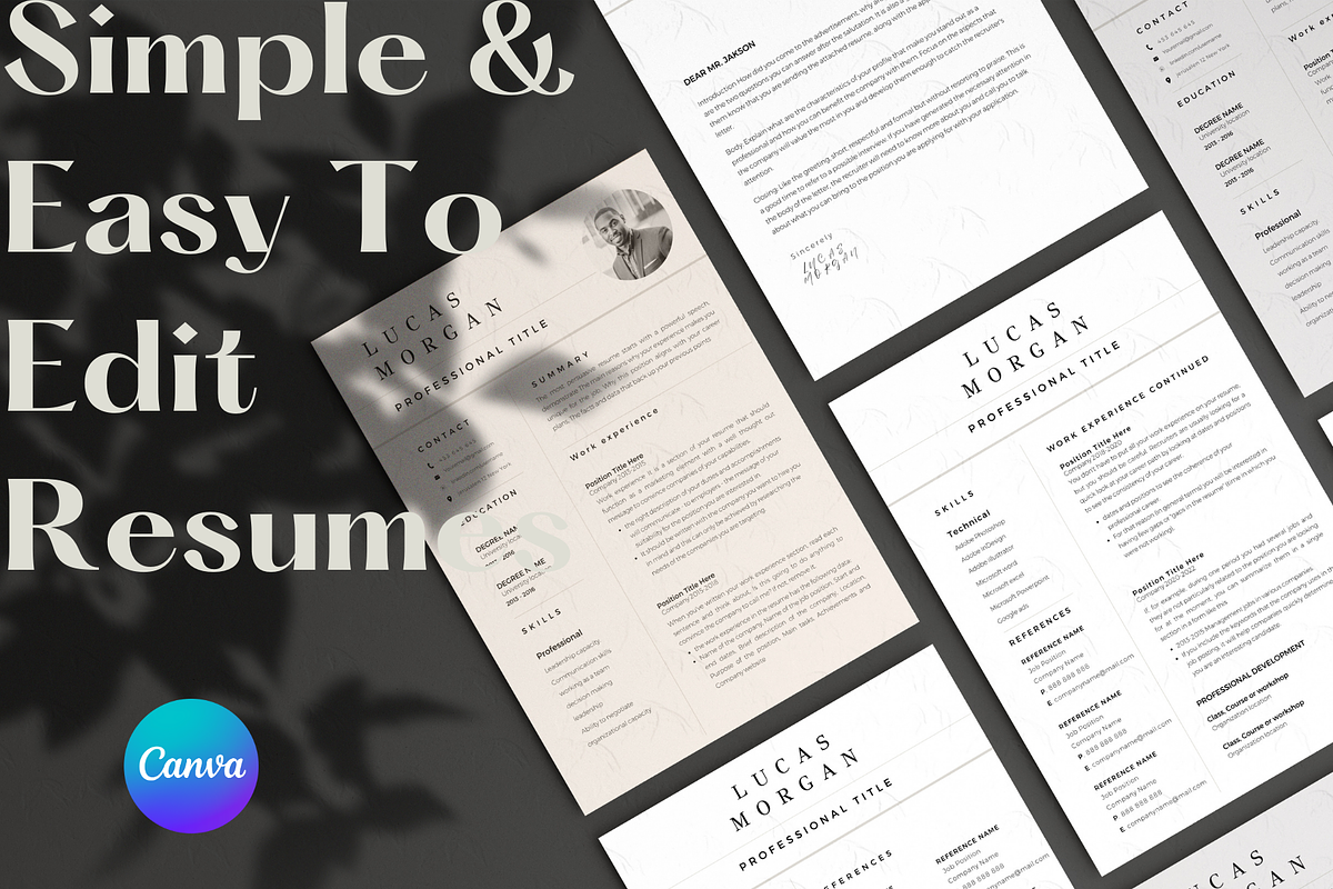 Resume Template Pack | Canva, Pages, a Resume Template by Prodesign (Photo 2 of 4)