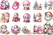 Vintage Pink Christmas Santa Clipart, an Illustration by Designking (Thumbnail 2 of 5)