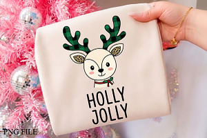 Holly Jolly Christmas Reindeer PNG, a Seasonal Illustration by CrexoraLab