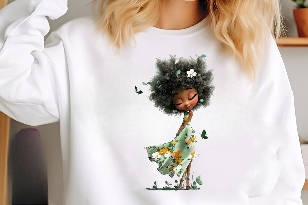 Whimsical Floral Black Girls Clipart, an Illustration by SinaCreation (Photo 6 of 9)