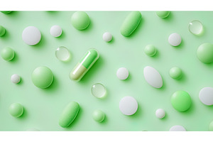 Green and white capsules and tablets, an Illustration by Lermont51