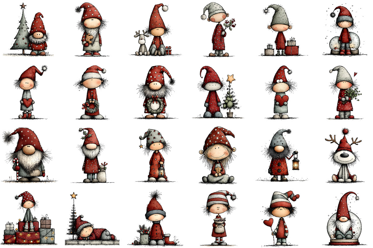 Whimsical Christmas Gnomes Clipart, an Illustration by Sublimation Artist (Photo 2 of 6)