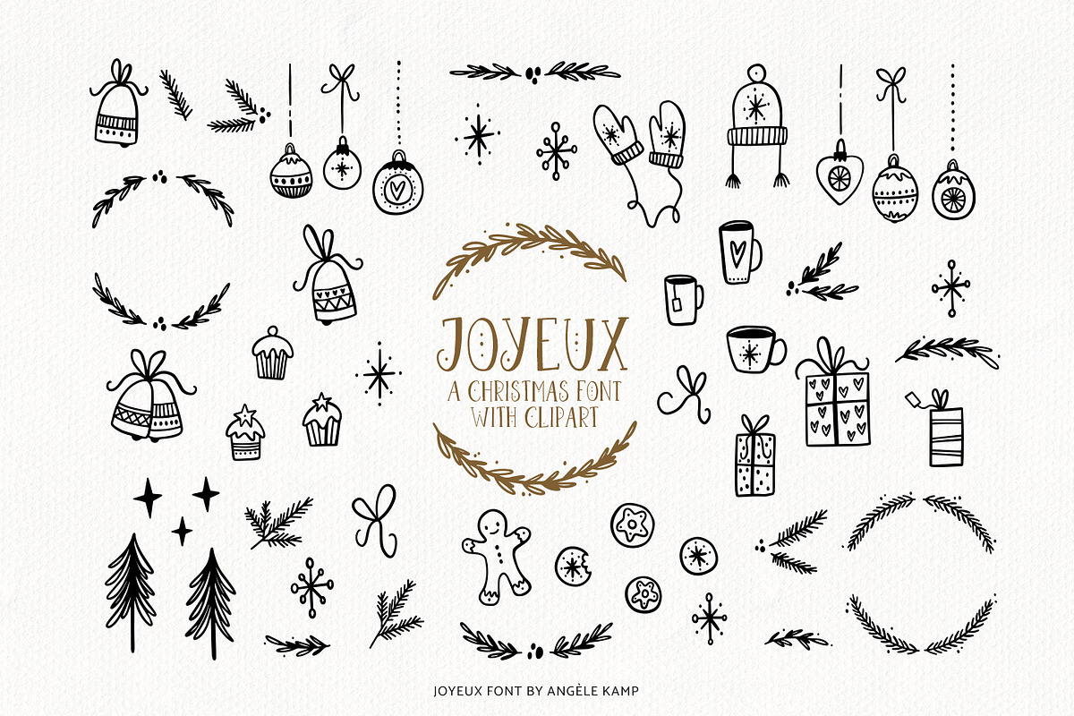 Joyeux Christmas font & clipart preview 5