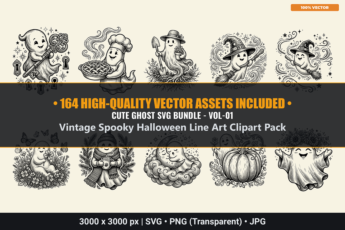 Cute Ghost SVG Bundle Vol - 01, an Object Graphic by XPERTDESIGNER (Photo 1 of 21)