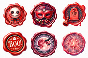 Halloween Red Wax Seal Stamp Clipart, an Illustration by Craft Nest (Thumbnail 2 of 6)