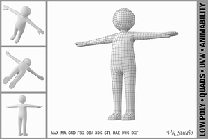 Stickman In T-Pose Prepared For Rig