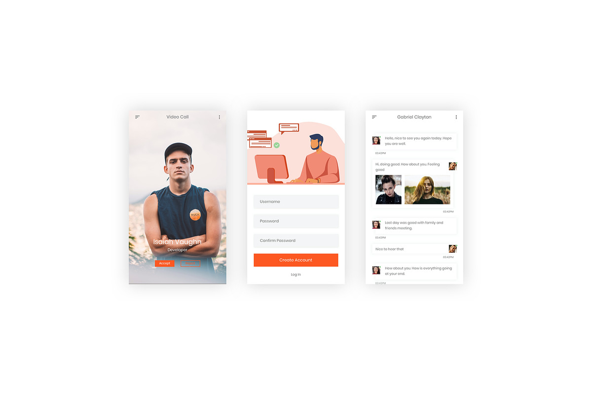 Chatting & Sharing Illustrator App, an UI Kit Template by themelove (Photo 3 of 11)