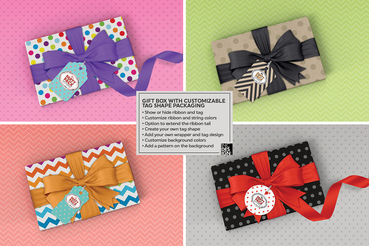 Gift Box Packaging Mockup, a Product Mockup by INCDesign (Photo 2 of 7)