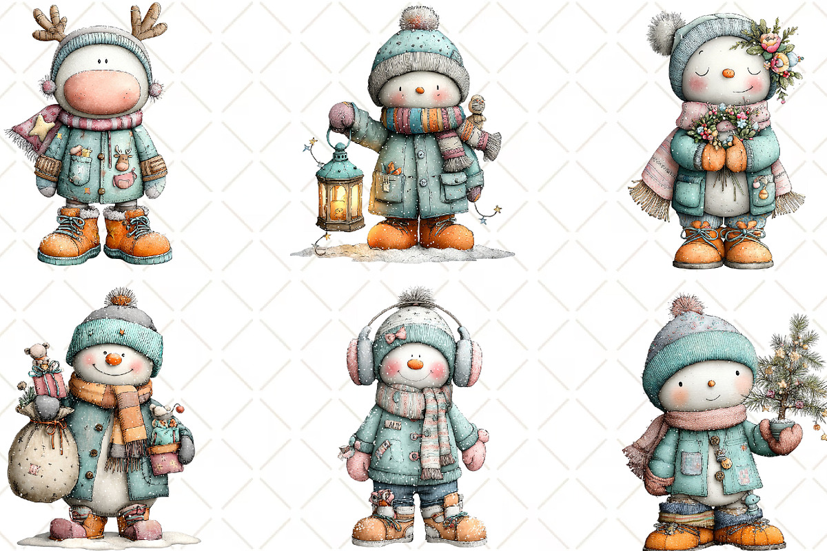 Whimsical Snowman Clipart, an Animal Illustration by Black Bird Studio (Photo 5 of 6)
