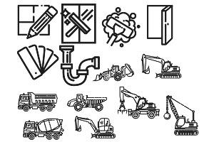 Construction Icons Outlines Set 1