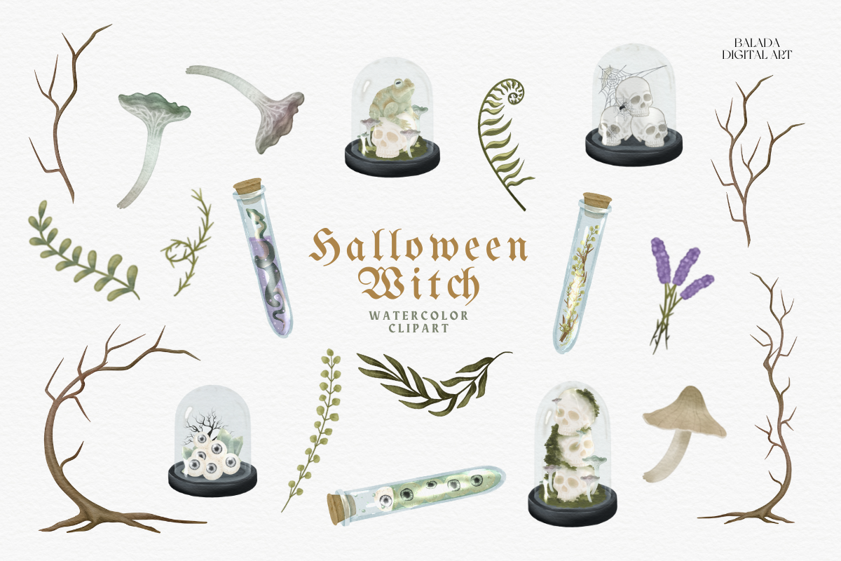 Halloween Witch clipart bundle, an Illustration by Balada Digital Art (Photo 8 of 22)