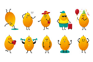 Mango characters. Positive mango, a Food Illustration by Valerie Bodnar