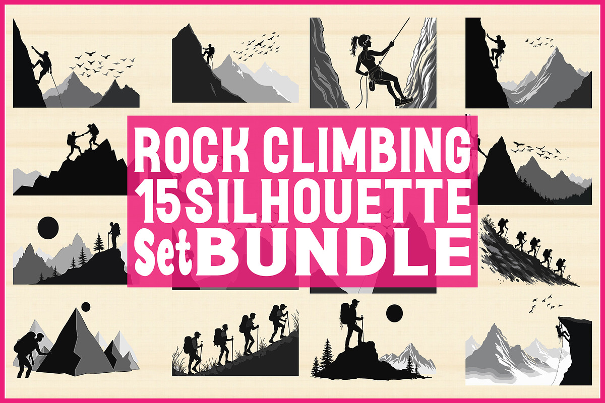 Rock Climbing Silhouette Bundle, an Object Graphic by Designs_River (Photo 1 of 16)