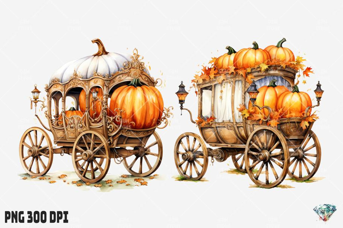 Pumpkin Chariot Watercolor, an Illustration by Gemstone (Photo 4 of 12)