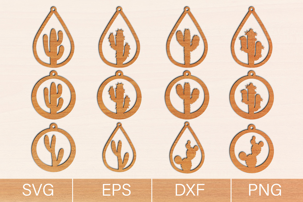 12 Cactus Wood Earrings SVG Bundle, an Object Graphic by jannatulpakhi (Photo 1 of 8)