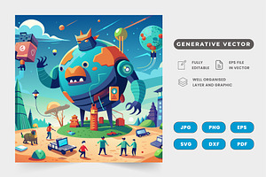 A world of giants and tiny creatures, a Graphic by SaroStock