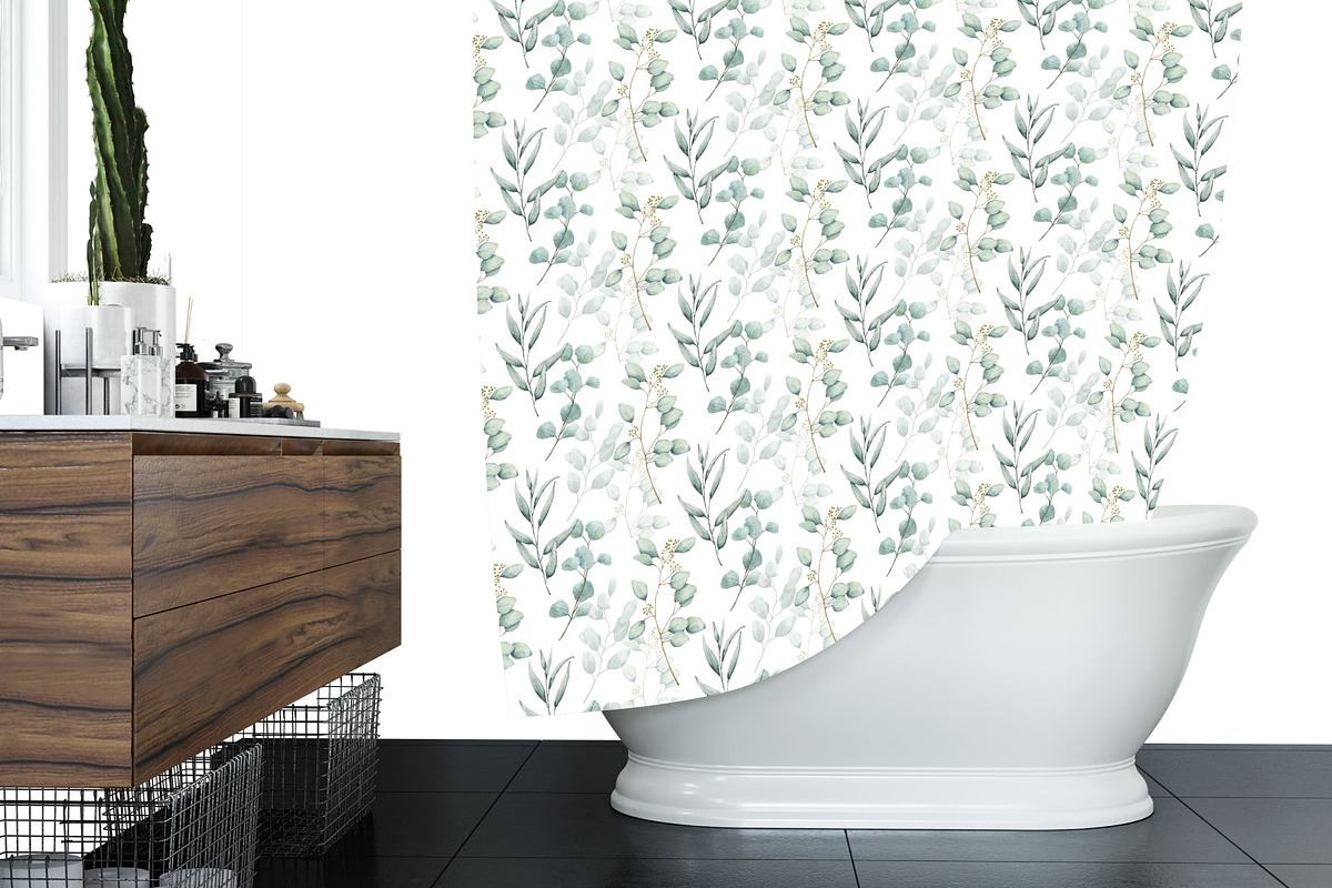 Eucalyptus Line Art And Watercolor, a Decorative Illustration by ElenaPlatovaArt (Photo 6 of 10)