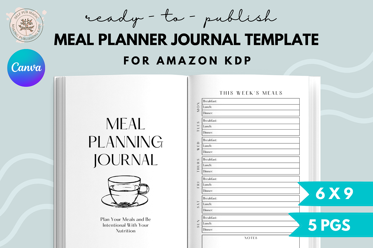 Meal Planner Template for KDP Canva, a Magazine Template by Self Publishing Magic (Photo 1 of 2)