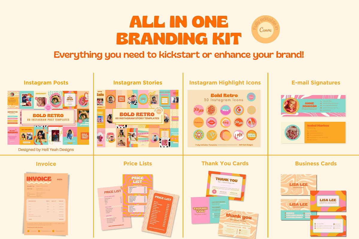 Bold Retro Branding Starter Kit, a Branding & Logo Template by Hell Yeah Designs (Photo 6 of 22)