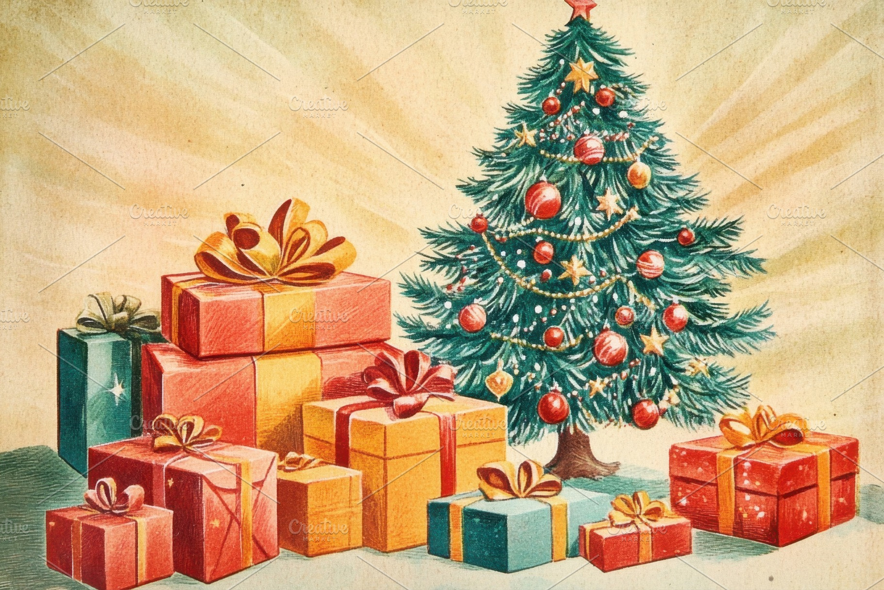Christmas tree and colorful presents, a Photo by Beautiful things